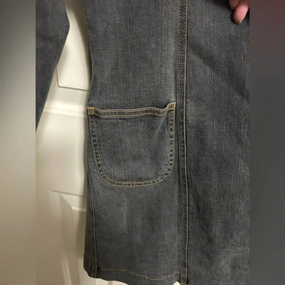 Norma Kamali Timeless Gorgeous Open Front One Button Denim Jacket Size 6 - Picture 4 of 5